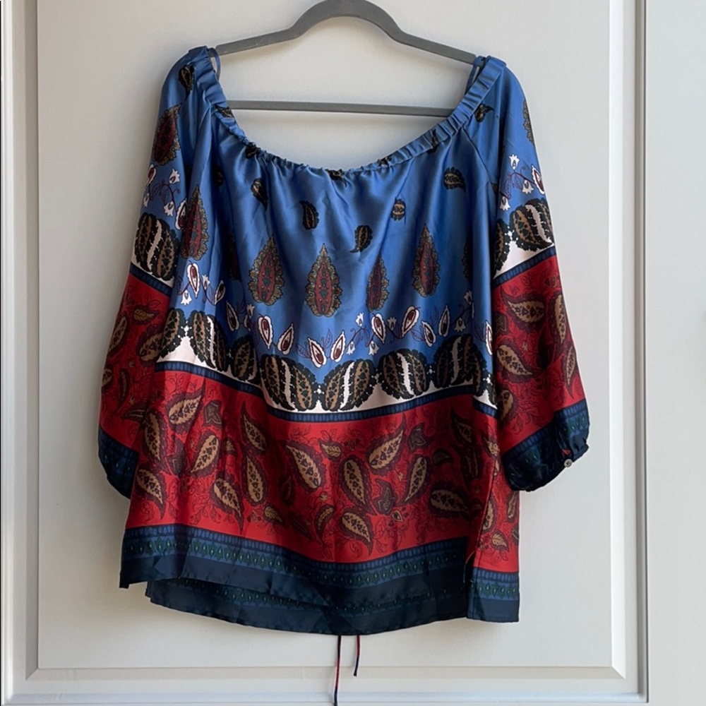 Loft Silk Strapless Patterned Blouse - image 4